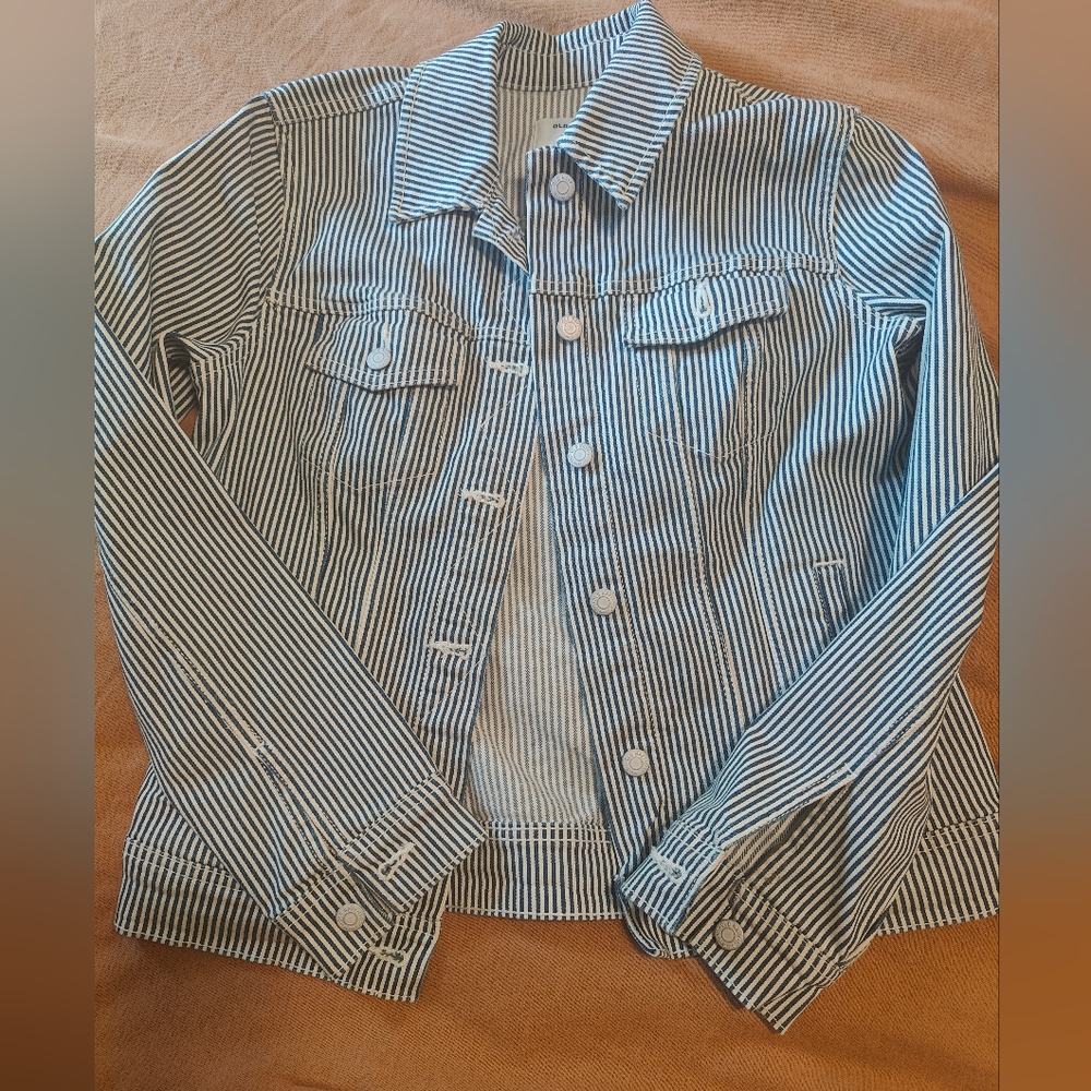 Old Navy Striped Jacket - White and Blue